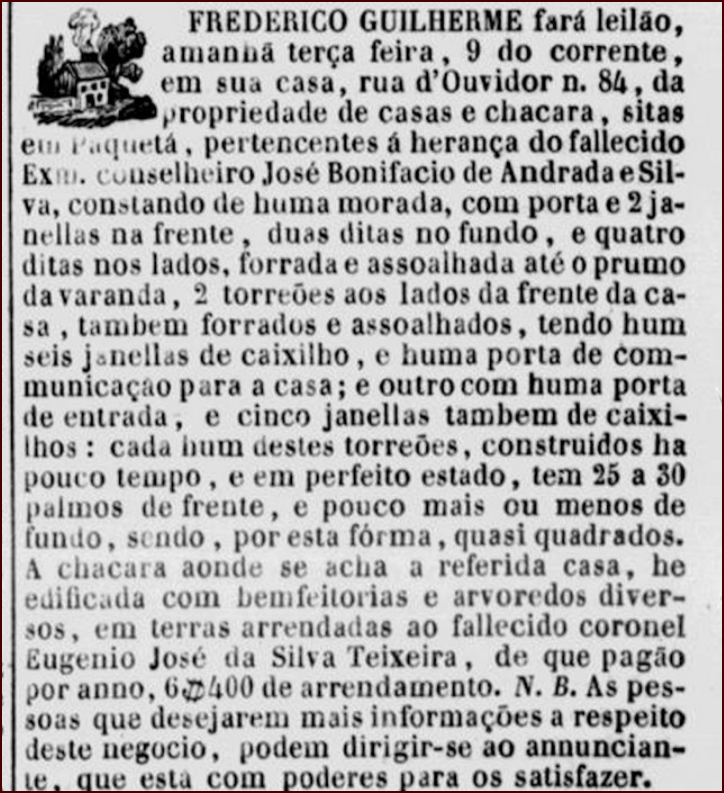 Anúncio no Jornal do Commercio
