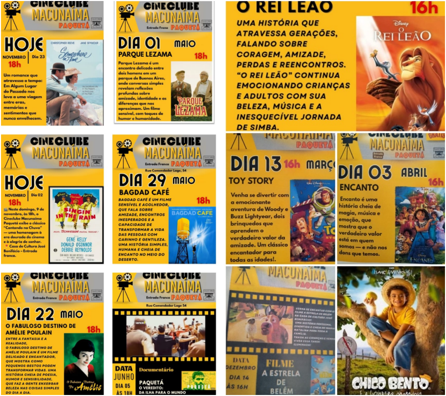 Filmes apresentados no Cineclube Macunaíma