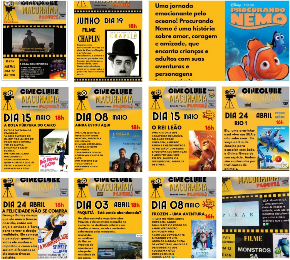 Filmes apresentados no Cineclube Macunaíma